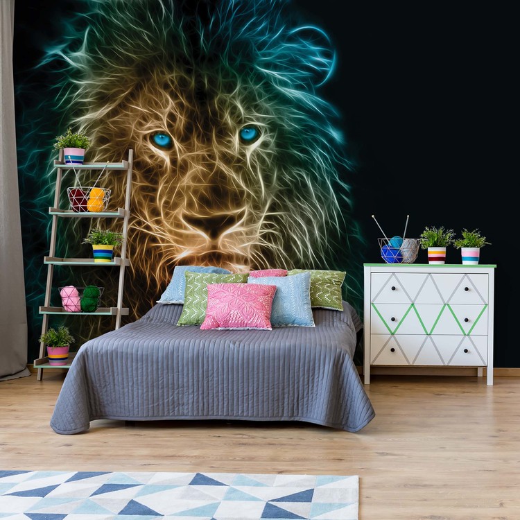 Ταπετσαρία Lion Modern Light Painting