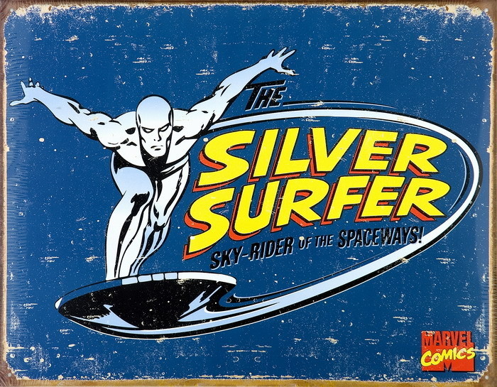 Metallikyltti VINTAGE SILVER SURFER