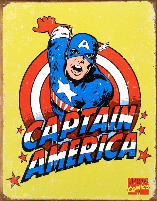 Μεταλλική πινακίδα VINTAGE CAPTAIN AMERICA