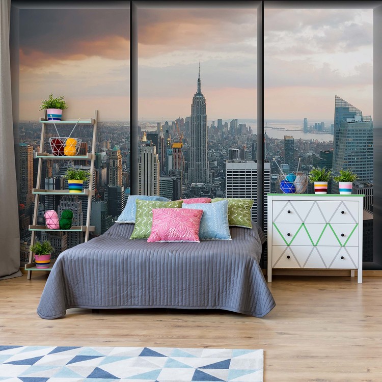 New York Skyline Window View Wallpaper Mural