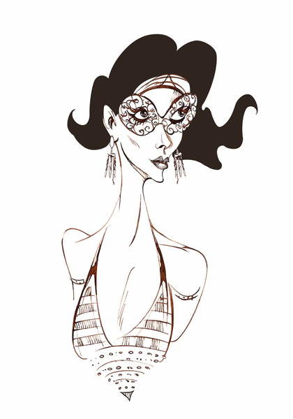 Наклейка Model in a mask