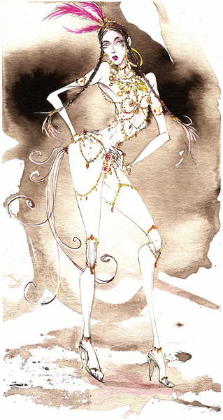 Плакат Model clad in jewellery and high heels