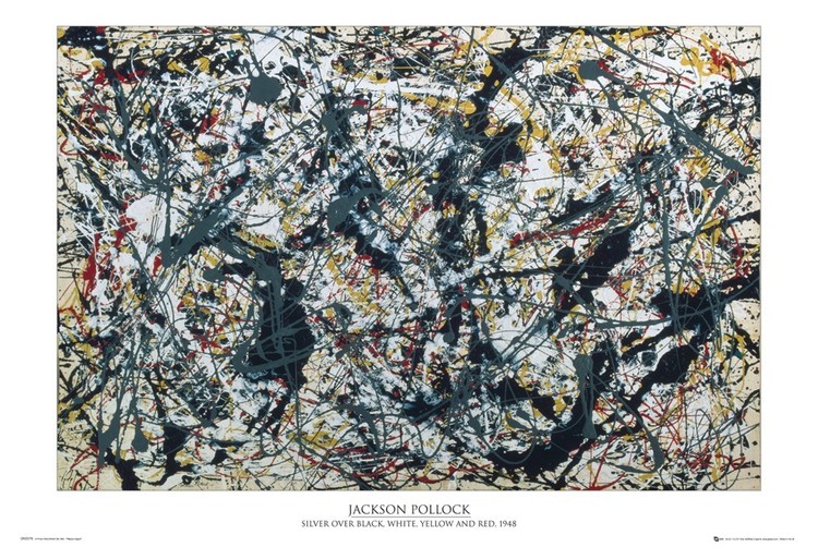 Плакат Jackson Pollock - silver on black