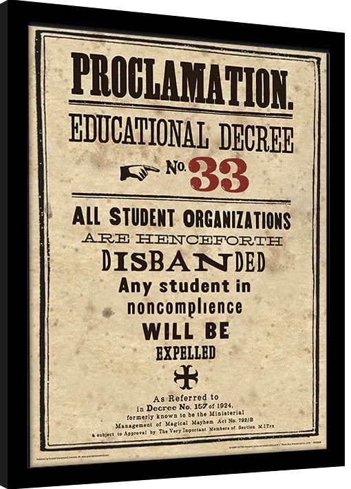 Κορνιζαρισμένη αφίσα Harry Potter - Educational Decree No. 33