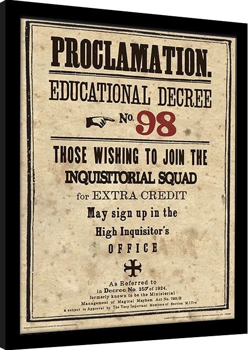 Κορνιζαρισμένη αφίσα Harry Potter - Educational Decree No. 98