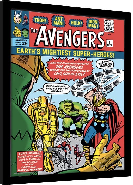 Uokvirjen plakat Marvel Comics - Avengers vs Loki