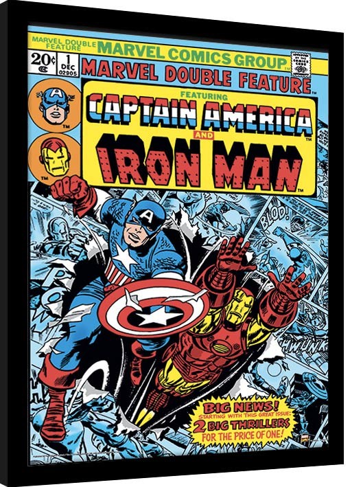 Κορνιζαρισμένη αφίσα Marvel Comics - Captain America and Iron Man