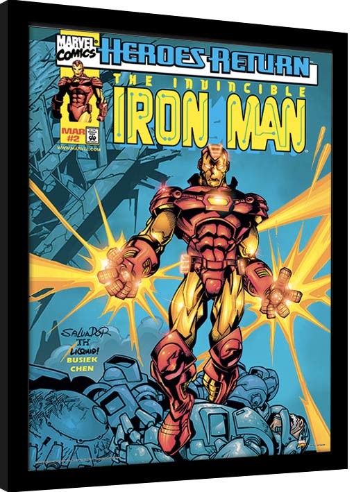Uokvirjen plakat Marvel Comics - Iron Man Heroes Return