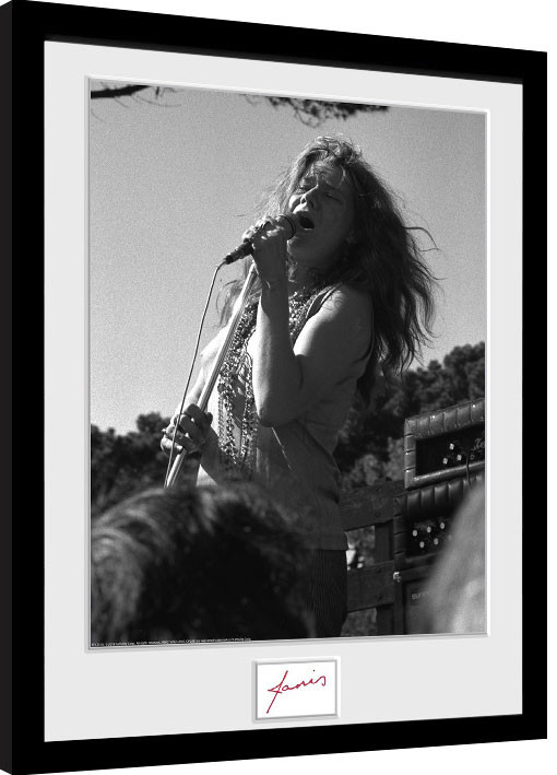 Poster emoldurado Janis Joplin - Singing BW