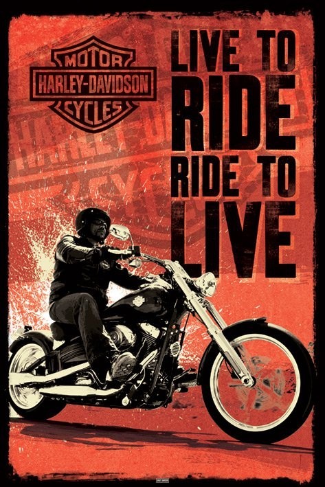 Poster Harley Davidson - live to ride | Wall Art | 3+1 FREE