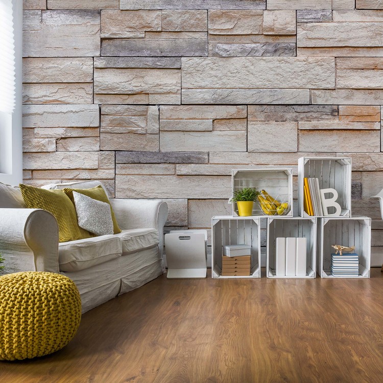 Light Stone Wall Texture Wallpaper Mural