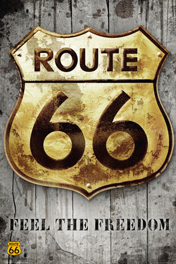 Плакат Route 66 - golden sign
