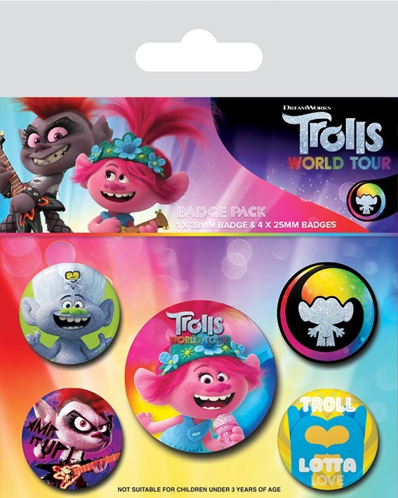 Badge set Trolls World Tour - Powered By Rainbow