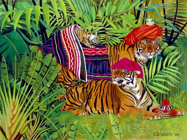Плакат Tiger family with Thai Clothes, 2004