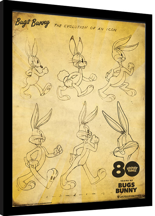 Κορνιζαρισμένη αφίσα Looney Tunes - Bugs Bunny The Evolution Of An Icon