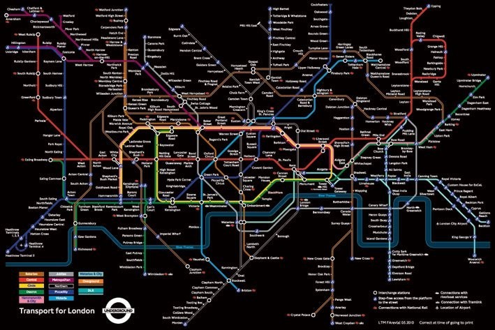 Poster London Underground Map - black