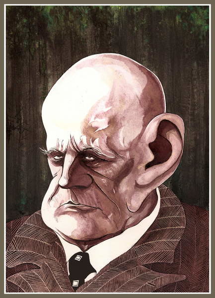 Принти на полотні Jean Sibelius, Finnish composer , colour ink caricature