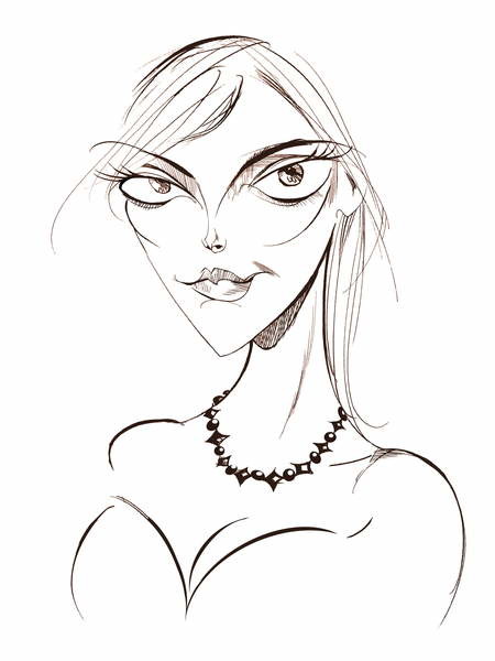 Наклейка Sophie Dahl, English author and model, sepia line caricature