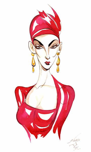 Плакат Model in a red costume