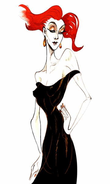 Плакат Red-haired model in a black dress