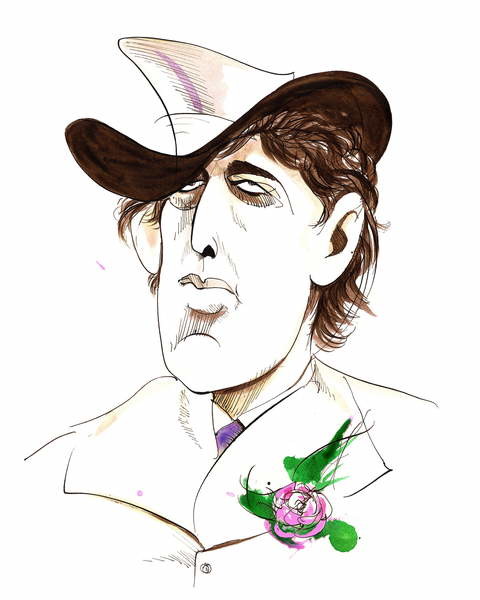 Наклейка Oscar Wilde - caricature of Irish writer