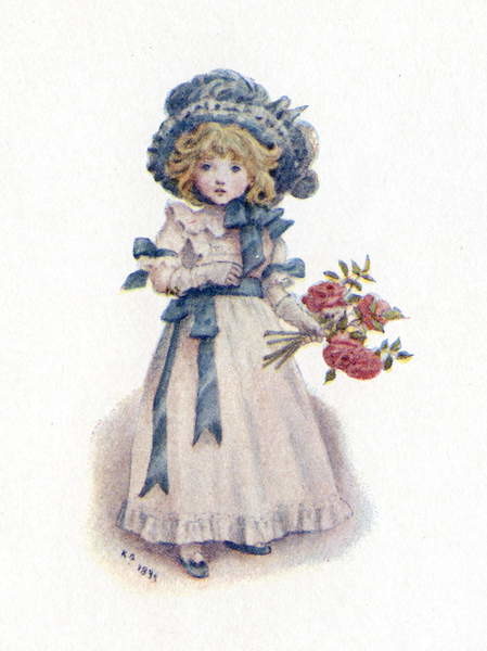Принти на полотні 'Taking in the roses' by Kate Greenaway.