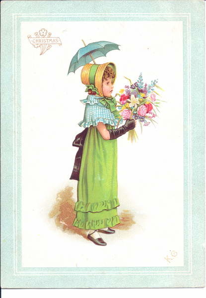 Принти на полотні A Victorian greeting card of children in fancy costume dancing