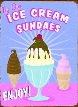 Μεταλλική πινακίδα ICE CREAM SUNDAE