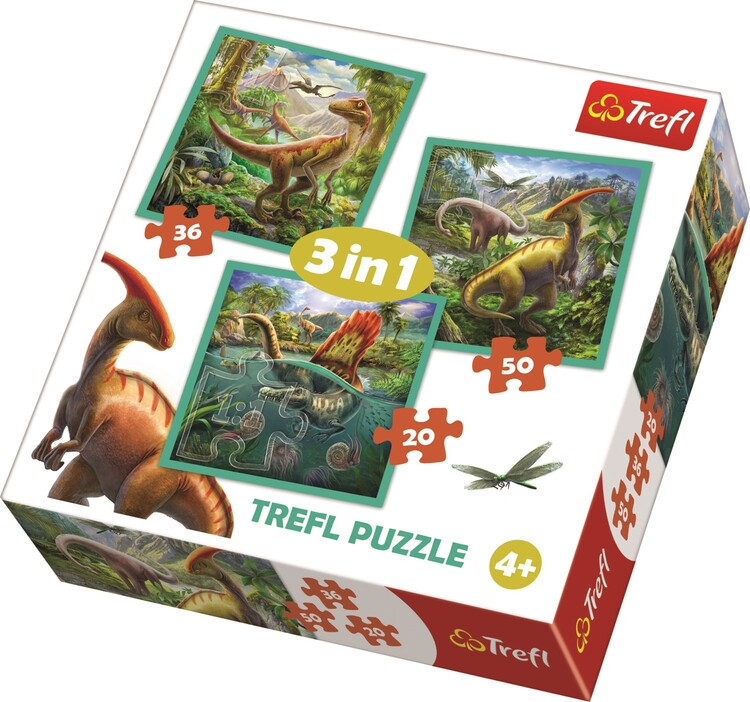 Παζλ The Extraordinary World of Dinosaurs 3in1