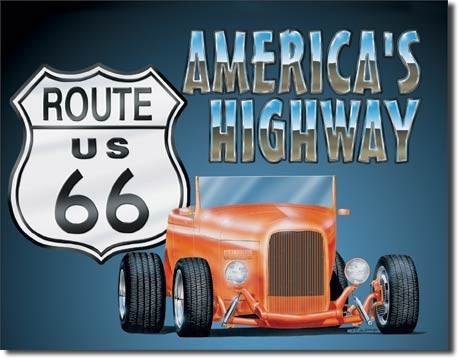 Metallikyltti ROUTE 66 - roadster