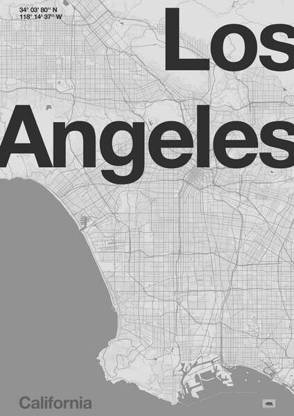 Плакат Los Angeles Minimal Map