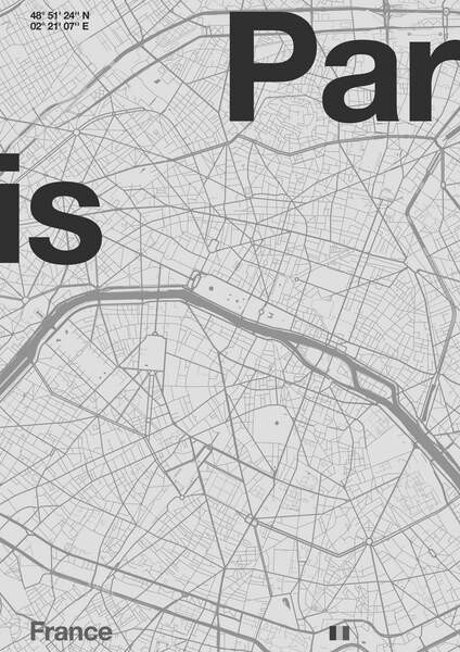 Принти на полотні Paris Minimal Map