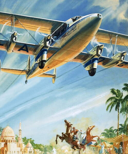 Плакат Unidentified bi-plane flying over North Africa?