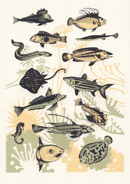 Poster Peach Seaweed Fish, 2015