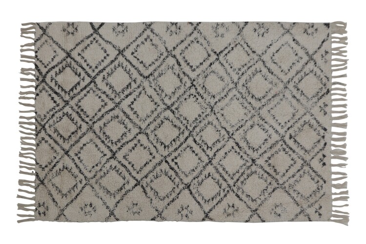 Carpet Boyaka - Black-White Rhombus Print Textile