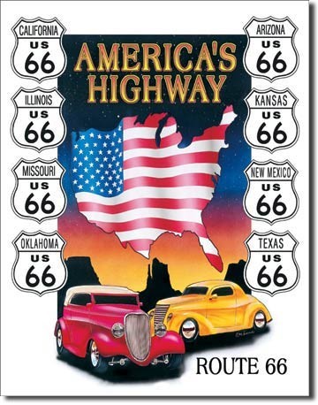 Metallikyltti AMERICAS HIGHWAY
