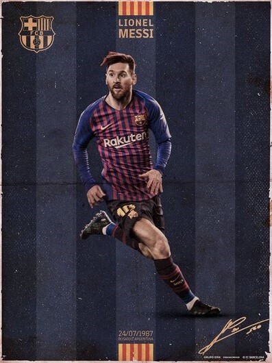 Εκτύπωση τέχνης FC Barcelona - Messi Vintage