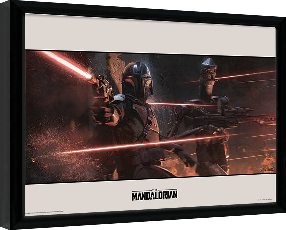 Kehystetty juliste Star Wars: The Mandalorian - Battle