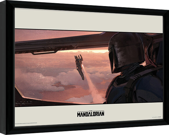 Kehystetty juliste Star Wars: The Mandalorian - Fly