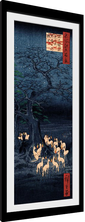 Poster emoldurado Hiroshige - New Years Eve Foxfire