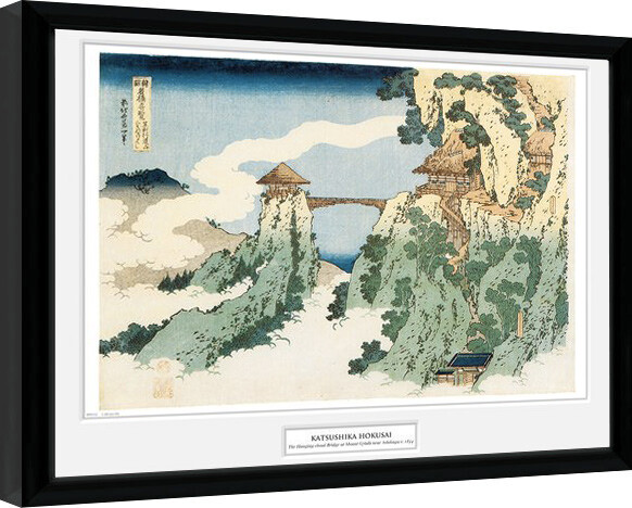Uokvirjen plakat Hokusai - The Hanging Cloud Bridge
