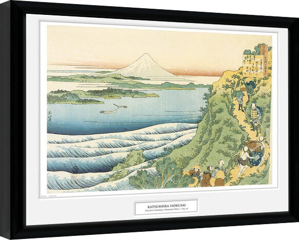 Κορνιζαρισμένη αφίσα Hokusai - Travelers Climbing a Mountain