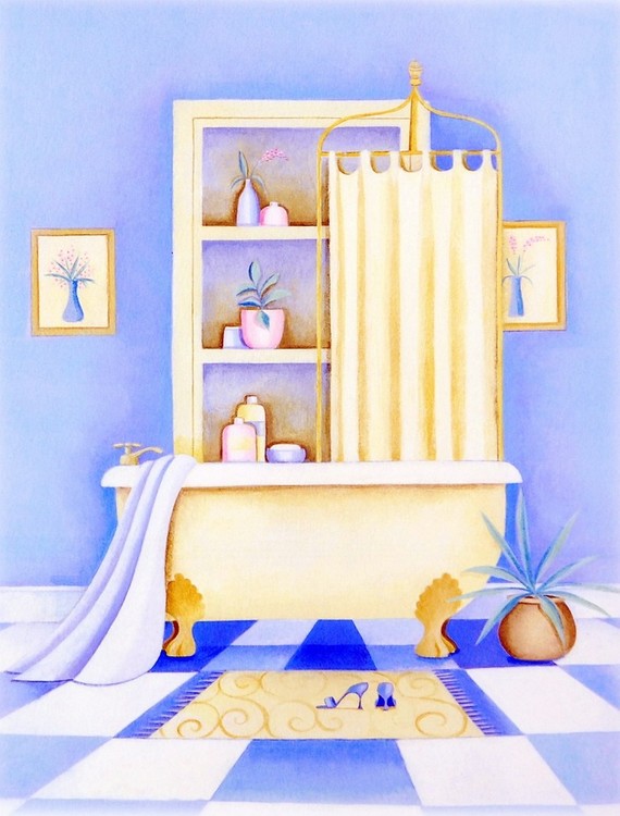 Art Print Blue Bathroom I