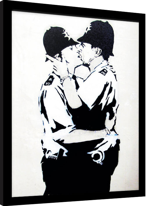 Poster emoldurado Banksy - Bobbies Kissing