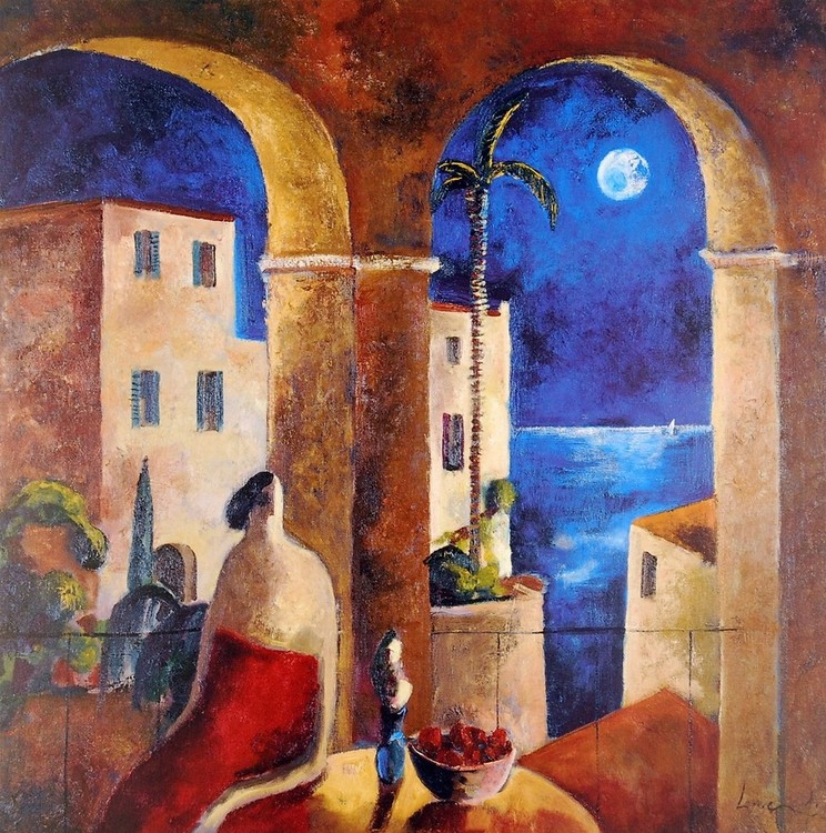 Mirando la Luna Картина