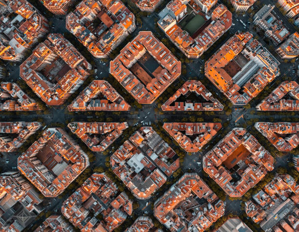 Sticker Aerial view of the residential Eixample