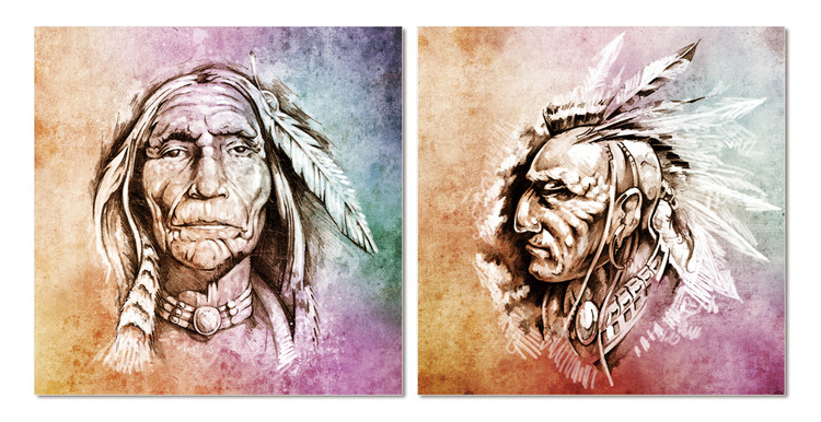 American Indian painting Mounted Art Print