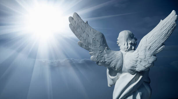 Sticker Angel of heaven. Ancient statue against