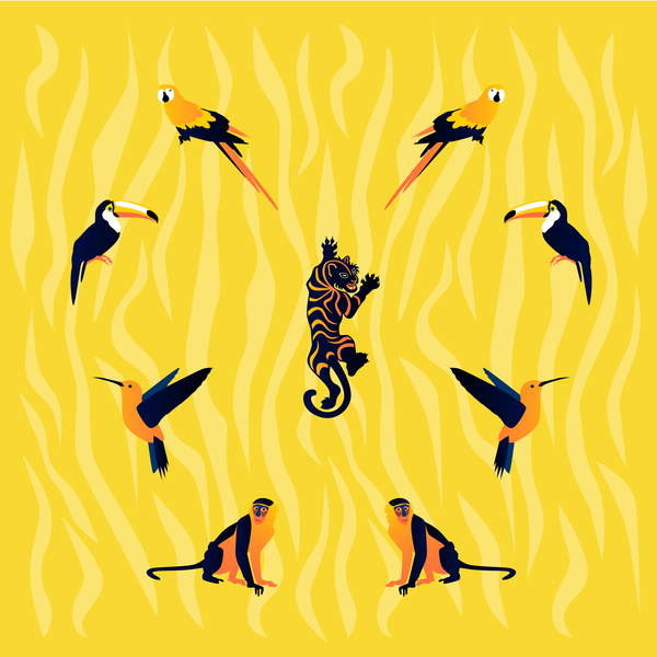 Sticker animals-yellow-black