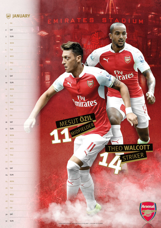 Arsenal FC Wall Calendars Large selection